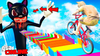 GTA 5 - САМЫЙ СТРАШНЫЙ СПУСК БЕЗ ТОРМОЗОВ В МУЛЬТЯШНОГО КОТА (CARTOON CAT)! - СТЕНКА НА СТЕНКУ ГТА 5 ОНЛАЙН