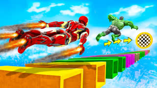 GTA 5 - КАК ДАЛЕКО ЖЕЛЕЗНЫЙ ЧЕЛОВЕК И ХАЛК СМОГУТ ПРОЛЕТЕТЬ ПО СЛОМАННОЙ ДОРОГЕ ? - ЭКСПЕРИМЕНТ В ГТА 5